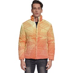 Orange Leaves Colorful Transparent Texture Of Natural Background Men s Puffer Bubble Jacket Coat