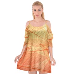 Orange Leaves Colorful Transparent Texture Of Natural Background Cutout Spaghetti Strap Chiffon Dress by Jancukart