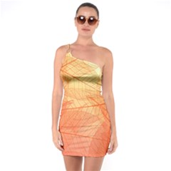 Orange Leaves Colorful Transparent Texture Of Natural Background One Soulder Bodycon Dress