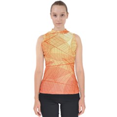 Orange Leaves Colorful Transparent Texture Of Natural Background Mock Neck Shell Top