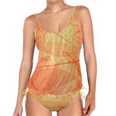 Orange Leaves Colorful Transparent Texture Of Natural Background Tankini Set by Jancukart