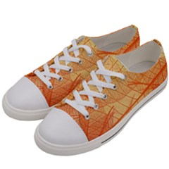 Orange Leaves Colorful Transparent Texture Of Natural Background Women s Low Top Canvas Sneakers