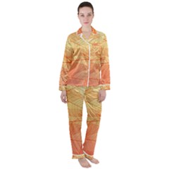 Orange Leaves Colorful Transparent Texture Of Natural Background Women s Long Sleeve Satin Pajamas Set	 by Jancukart