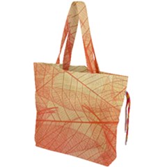 Orange Leaves Colorful Transparent Texture Of Natural Background Drawstring Tote Bag