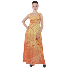 Orange Leaves Colorful Transparent Texture Of Natural Background Empire Waist Velour Maxi Dress