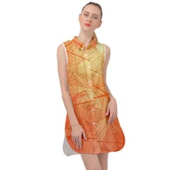 Orange Leaves Colorful Transparent Texture Of Natural Background Sleeveless Shirt Dress by Jancukart