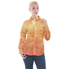 Orange Leaves Colorful Transparent Texture Of Natural Background Women s Long Sleeve Pocket Shirt