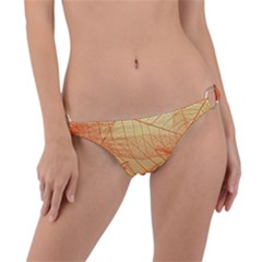 Orange Leaves Colorful Transparent Texture Of Natural Background Ring Detail Bikini Bottom by Jancukart