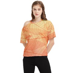 Orange Leaves Colorful Transparent Texture Of Natural Background One Shoulder Cut Out Tee by Jancukart