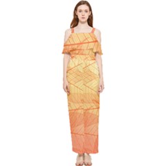 Orange Leaves Colorful Transparent Texture Of Natural Background Draped Sleeveless Chiffon Jumpsuit