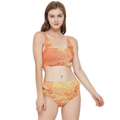 Orange Leaves Colorful Transparent Texture Of Natural Background Frilly Bikini Set by Jancukart