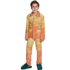 Orange Leaves Colorful Transparent Texture Of Natural Background Kids  Long Sleeve Velvet Pajamas Set