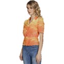 Orange Leaves Colorful Transparent Texture Of Natural Background Puffed Short Sleeve Button Up Jacket View2