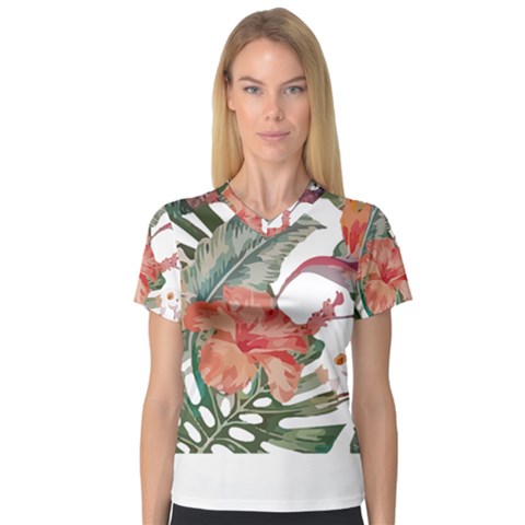 Tropical T- Shirt Tropical Fashion Florealense T- Shirt V-neck Sport Mesh Tee by maxcute