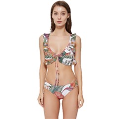 Tropical T- Shirt Tropical Fashion Florealense T- Shirt Low Cut Ruffle Edge Bikini Set