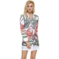 Tropical T- Shirt Tropical Fashion Florealense T- Shirt Long Sleeve Satin Robe by maxcute