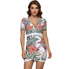 Tropical T- Shirt Tropical Fashion Florealense T- Shirt Low Cut Cap Sleeve Mini Dress