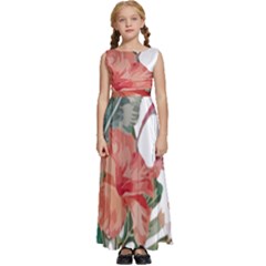 Tropical T- Shirt Tropical Fashion Florealense T- Shirt Kids  Satin Sleeveless Maxi Dress by maxcute