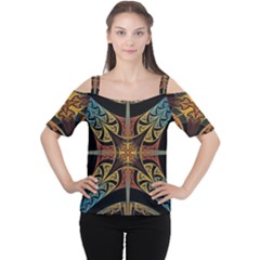 Abstract, Pattern Arabesque Design Tile Decoration Seamless Cutout Shoulder Tee