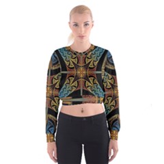 Abstract, Pattern Arabesque Design Tile Decoration Seamless Cropped Sweatshirt