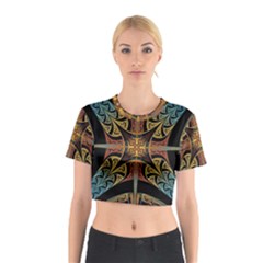 Abstract, Pattern Arabesque Design Tile Decoration Seamless Cotton Crop Top