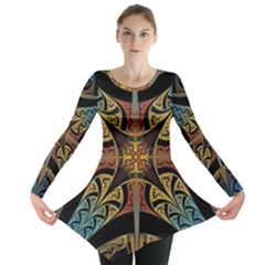 Abstract, Pattern Arabesque Design Tile Decoration Seamless Long Sleeve Tunic  by Jancukart