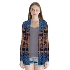 Abstract, Pattern Arabesque Design Tile Decoration Seamless Drape Collar Cardigan