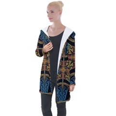 Abstract, Pattern Arabesque Design Tile Decoration Seamless Longline Hooded Cardigan