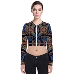 Abstract, Pattern Arabesque Design Tile Decoration Seamless Long Sleeve Zip Up Bomber Jacket