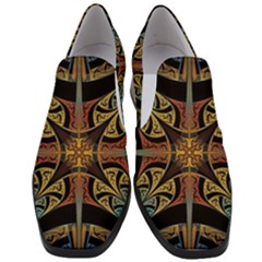 Abstract, Pattern Arabesque Design Tile Decoration Seamless Women Slip On Heel Loafers