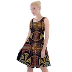 Abstract, Pattern Arabesque Design Tile Decoration Seamless Knee Length Skater Dress