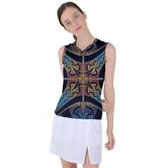 Abstract, Pattern Arabesque Design Tile Decoration Seamless Women s Sleeveless Sports Top