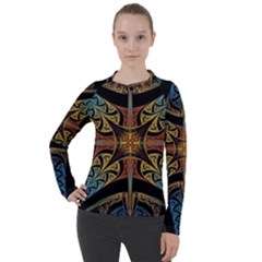 Abstract, Pattern Arabesque Design Tile Decoration Seamless Women s Pique Long Sleeve Tee