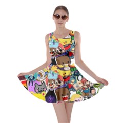 Assorted Cartoon Characters Doodle  Style Heroes Skater Dress by Jancukart