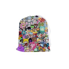 Assorted Cartoon Characters Doodle  Style Heroes Drawstring Pouch (medium)