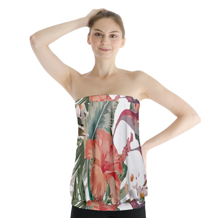 Tropical T- Shirt Tropical Fashion Florealense T- Shirt Strapless Top