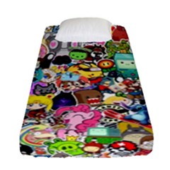 Assorted Cartoon Characters Doodle  Style Heroes Fitted Sheet (single Size)