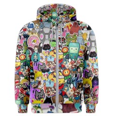 Assorted Cartoon Characters Doodle  Style Heroes Men s Zipper Hoodie