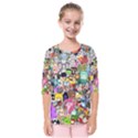 Assorted Cartoon Characters Doodle  Style Heroes Kids  Quarter Sleeve Raglan Tee View1