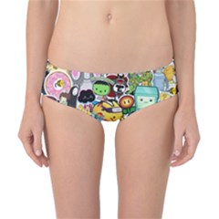 Assorted Cartoon Characters Doodle  Style Heroes Classic Bikini Bottoms