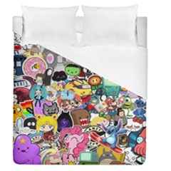 Assorted Cartoon Characters Doodle  Style Heroes Duvet Cover (queen Size)