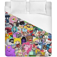 Assorted Cartoon Characters Doodle  Style Heroes Duvet Cover (california King Size)