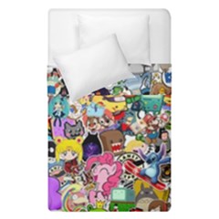 Assorted Cartoon Characters Doodle  Style Heroes Duvet Cover Double Side (single Size)