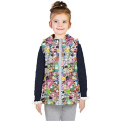 Assorted Cartoon Characters Doodle  Style Heroes Kids  Hooded Puffer Vest by Jancukart