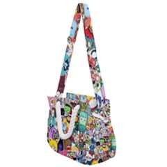 Assorted Cartoon Characters Doodle  Style Heroes Rope Handles Shoulder Strap Bag