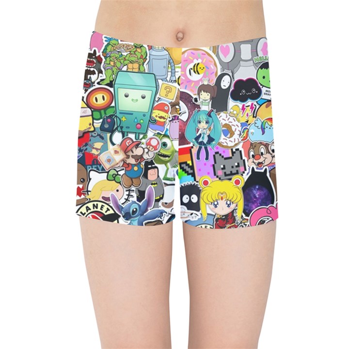 Assorted Cartoon Characters Doodle  Style Heroes Kids  Sports Shorts