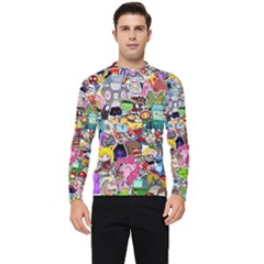 Assorted Cartoon Characters Doodle  Style Heroes Men s Long Sleeve Rash Guard by Jancukart