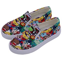 Assorted Cartoon Characters Doodle  Style Heroes Kids  Canvas Slip Ons by Jancukart