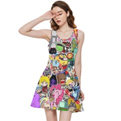 Assorted Cartoon Characters Doodle  Style Heroes Inside Out Racerback Dress by Jancukart