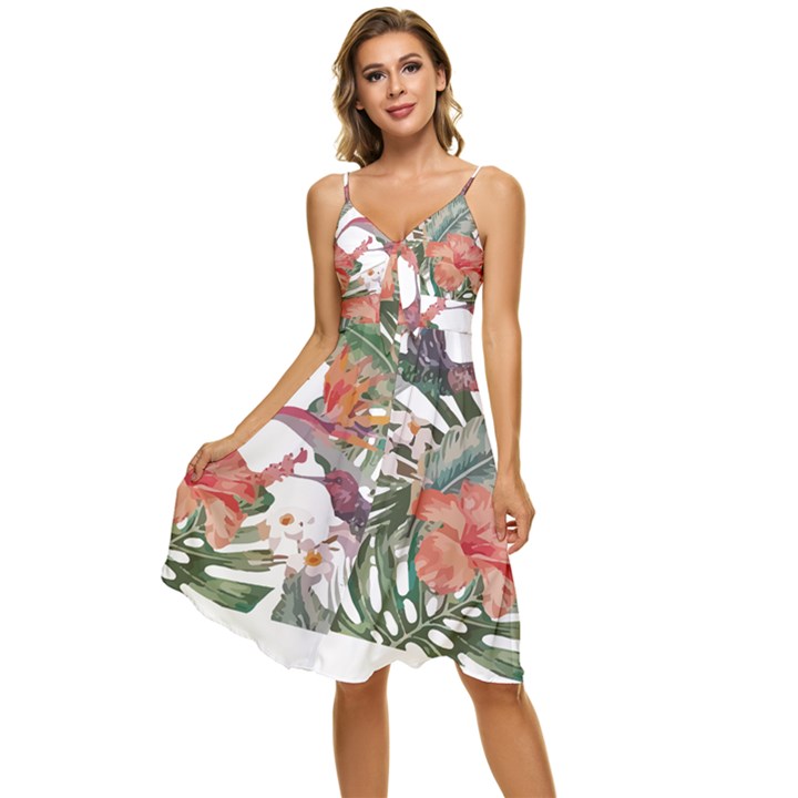 Tropical T- Shirt Tropical Fashion Florealense T- Shirt Sleeveless Tie Front Chiffon Dress